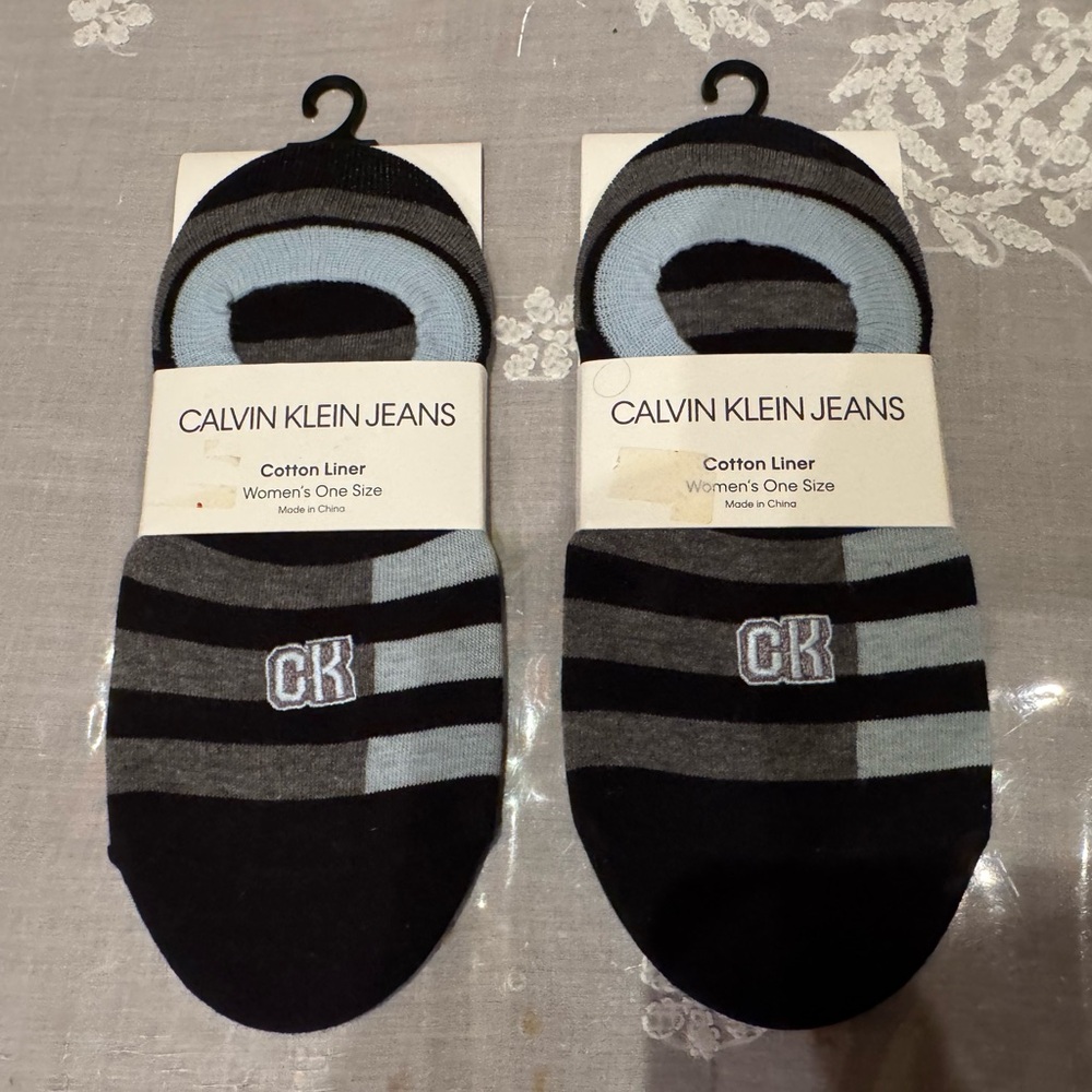 TWO PAIRS of Calvin Klein Jeans women’s Black and Blue Socks